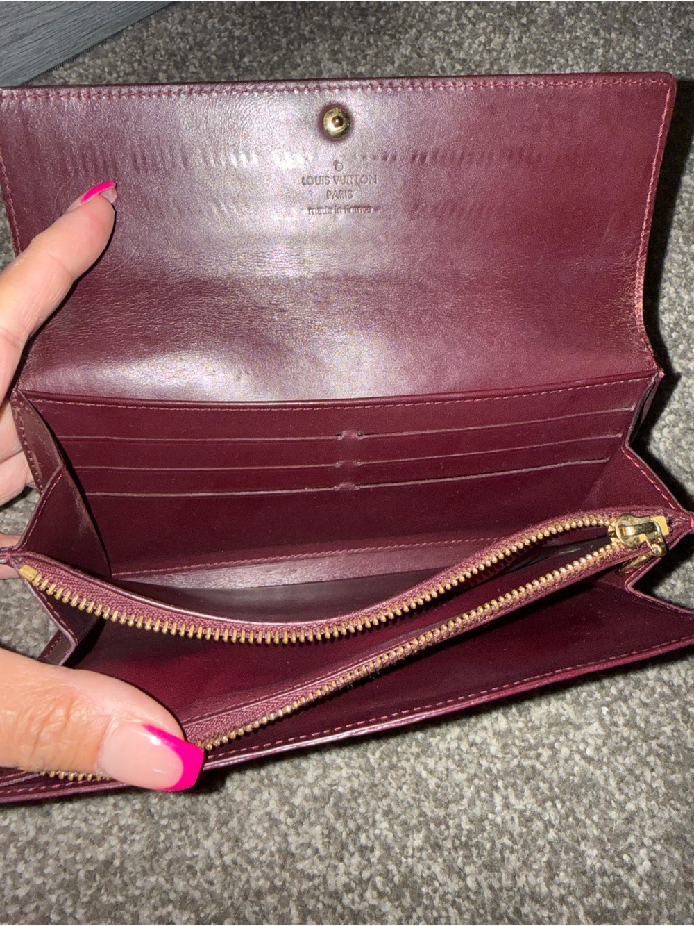 Louis Vuitton Vernis Long Wallet - Burgundy - Authentic - Picture 5 of 7